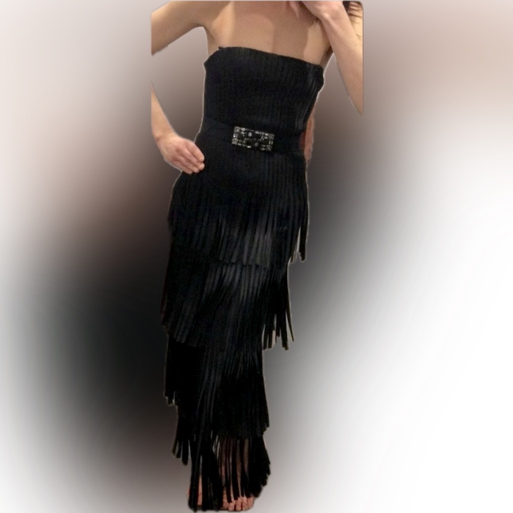 BCBG Maxazria Black corset RUFFLE SKIRT EVENING GOWN Maxi Dress
